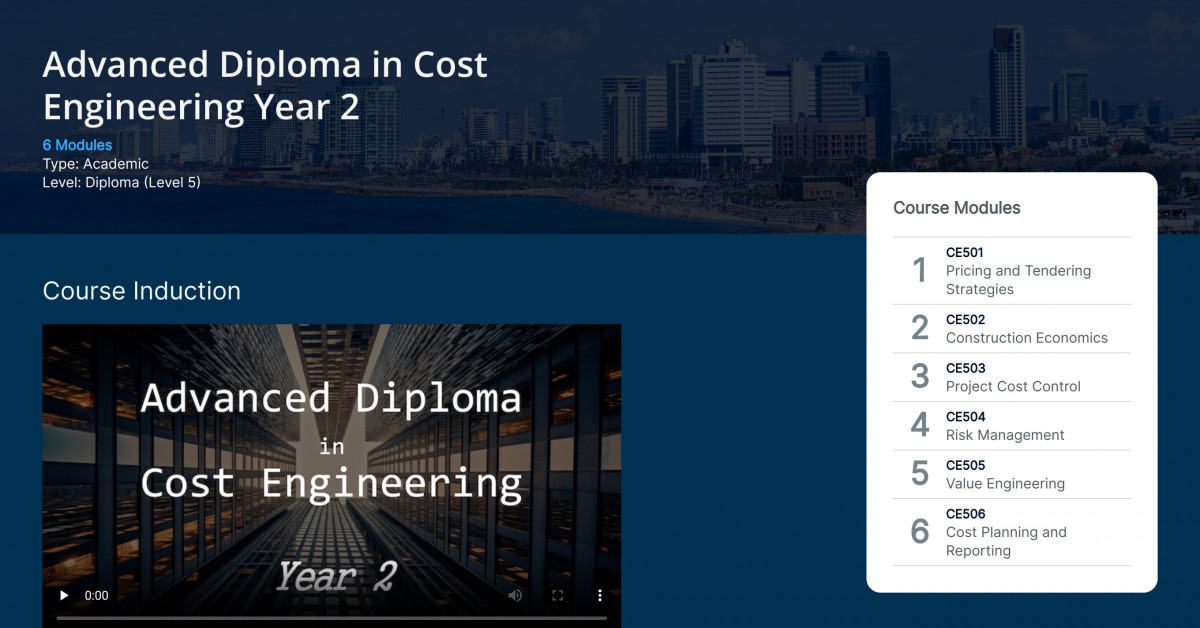 Advanced Diploma In Cost Engineering Year 2 CCM