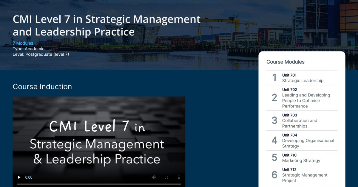 CMI Level 7 In Strategic Management And Leadership Practice | CCM